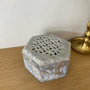 Vintage Indian Marble Stone Trinket Jewelry Box